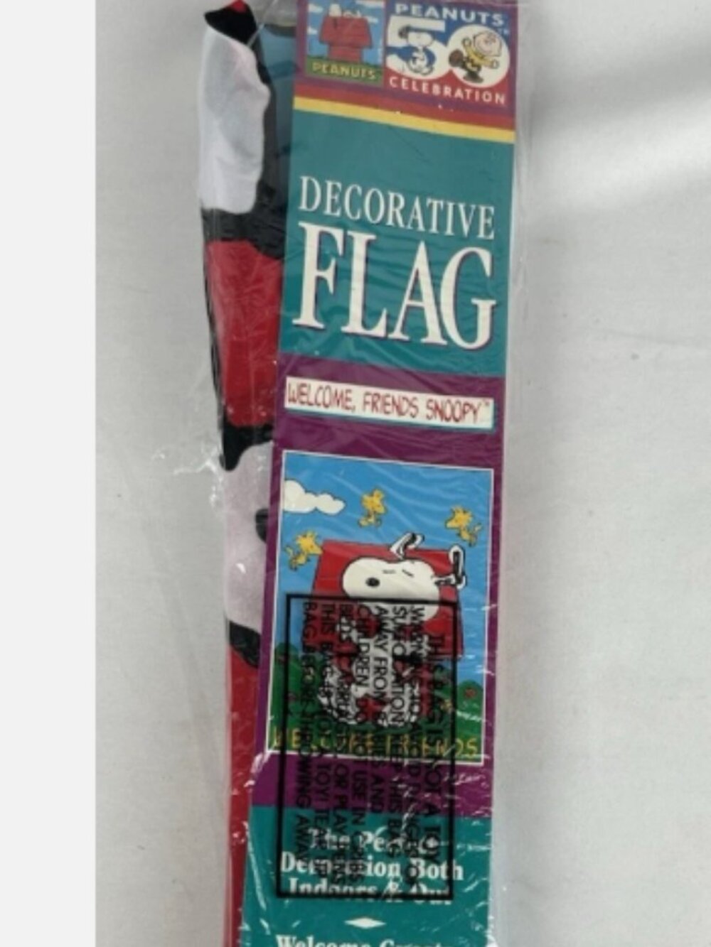 Snoopy Woodstock Welcome Friends Decorative Garden Flag 28" X 40" Peanuts 1999